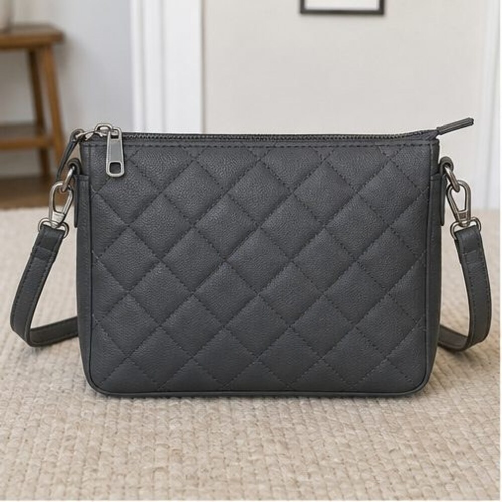 Charcoal Quilted Crossbody Bag